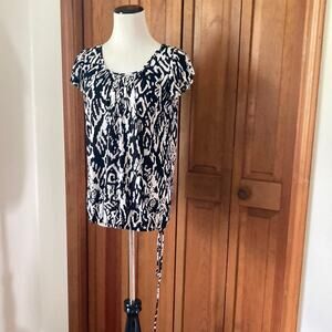 Valerie Bertinelli Black & White Stretch Pullover Top, Size S